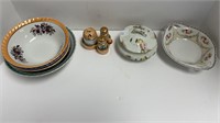 Bowls, salt & pepper shakers, lidded dish made in