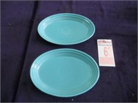 2 Fiesta Turquoise Oval Platters