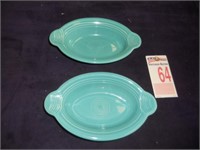 2 Fiesta Turquoise Oval Casserole Serving Dishes