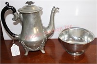 Shaw Fisher Pewter Kettle & Stiffe Pewter Bowl