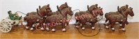 8 Cast Iron Clydesdales & Rider On Carriage