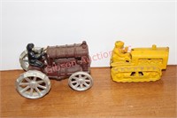 2 Small Cast Iron Tractors