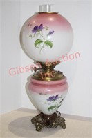 Antique Floral Painted Globe Lamp