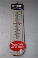 36" porcelain Prestone advertising thermometer