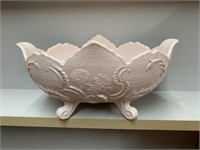 PINK MILKGLASS FOOTED FRUIT BOWL