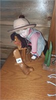 Home Decor Wooden Horse with Doll