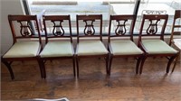 (5) wooden upholstered dining chairs