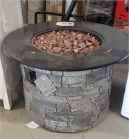 Marble fire propane table with lava rocks