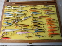 (45) RAPALA MINNOW LURES IN WOOD CASE