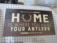 HOME IS WHERE YOU HANG YOUR ANTLERS  WOOD SIGN