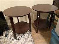 2 round end / side tables dark 2 tier home accent