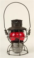 Southern Railway Lantern w/ Signed Ruby Globe