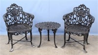 Cast Aluminum Chairs & Small Table