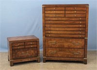 Lane Walnut Banded Chest of Drawers & Nightstand