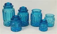 Four Piece Blue Moon & Star Canister Set w/ Extra