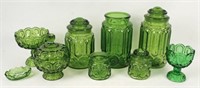 9 Pieces of Green Moon & Star, Canisters, Compote