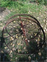 2 Iron wagon wheels 47"