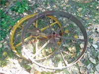 2 iron wagon wheels 34"