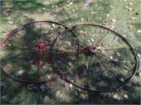 2 iron wagon wheels 48"