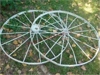 2 iron wagon wheels 48"
