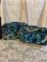2 BLUE/YELLOW FLOWER TRAVEL BAGS