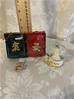 LOT OF 3 BEAR CHRISMAS PINS AND "HOPE" GLOBE