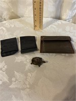 2 MONEY CLIPS, VELCRO WALLET AND PORCELAIN TURTLE
