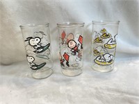 3 Pcs. Vintage Charlie Brown Glass Cups