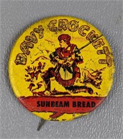 1950's Davy Crockett Sunbeam Bread Pinback Button