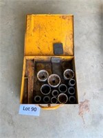 Lg. Sockets & Yellow Metal Tool Box