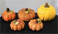 5 Decorative Ceramic Pumpkins - See Description