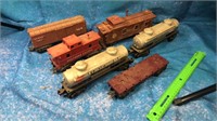 Miscellaneous train cars, tankers, flat bed.