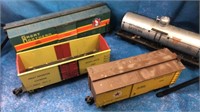 Four miscellaneous train cars