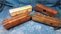 4 Wooden train cars