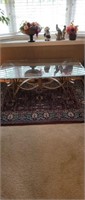 BEVELED GLASS COFFEE TABLE W/ROT IRON BASE