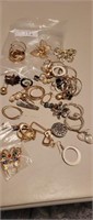 JEWELREY BAG OF GOLD TYPE EARINGS; BUTTERFLY PINS