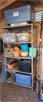 CONTENTS AND METAL SHELF IN BACK OF SHED