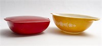 Retro Pyrex Red Hostess Dish #525 & Mixing Bowl