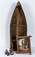 Wooden Canoe Wall Shelf & Nautical Decor