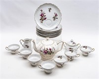 Japanese Vintage Musical Tea Pot & Floral Tea Set