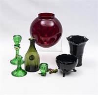 Black Amethyst Glass Dancing Nymphs Vase &...