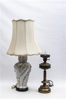 Ceramic Base Vintage Lamp & Metal Hurricane Lamp