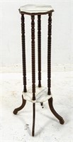 Delicate Antique Marble & Wood Plant Stand