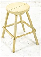 Handmade Wooden Footstool, Painted Cream Finish