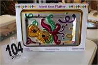 Hand Painted Mardi Gras Platter (New)