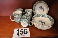 (7) Pieces of Folk Craft Moose Country Dishes