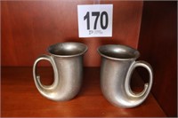 Pair of 5" Tall (Things Remembered) Pewter Mugs