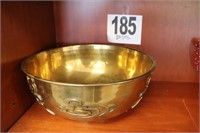 Oriental Themed Brass Bowl (12x5")