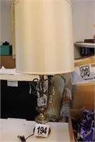 40" Tall Brass & Crystal Base Lamp with Shade