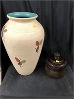 Pottery—crack 17” Tall  And Glass Base